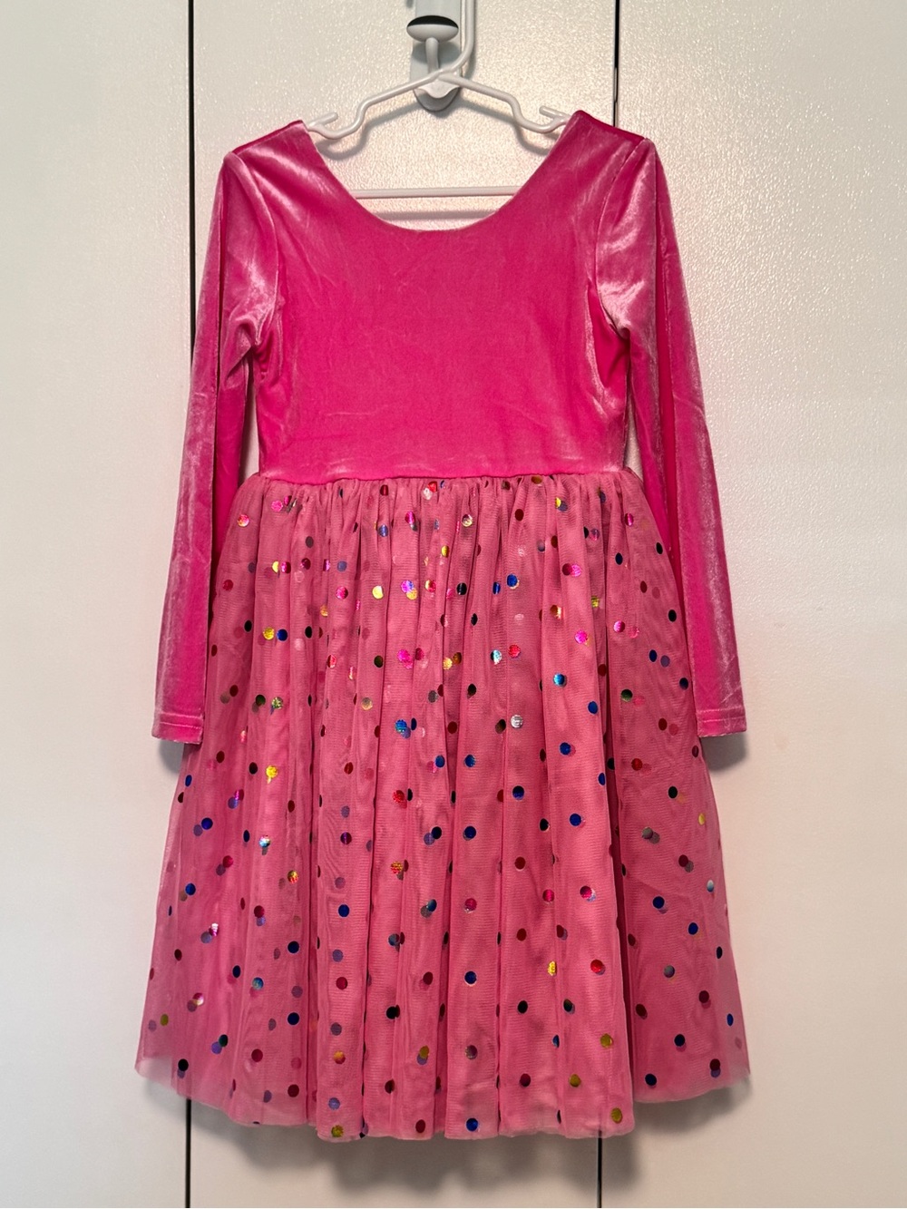 Girls' Pink Sequin Polka Dot Tulle Party Dress girls size 6